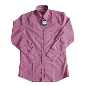 Tailor Byrd Gingham Button Down Shirt Long Sleeve Embroidered Flamingo Sz Small
